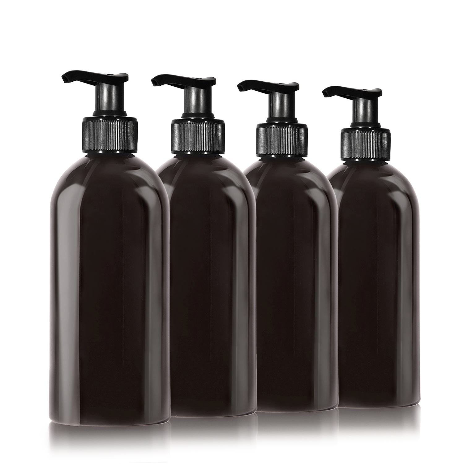 4 x 500ml Seifenspender aus Kunststoff schwarz + Etiketten