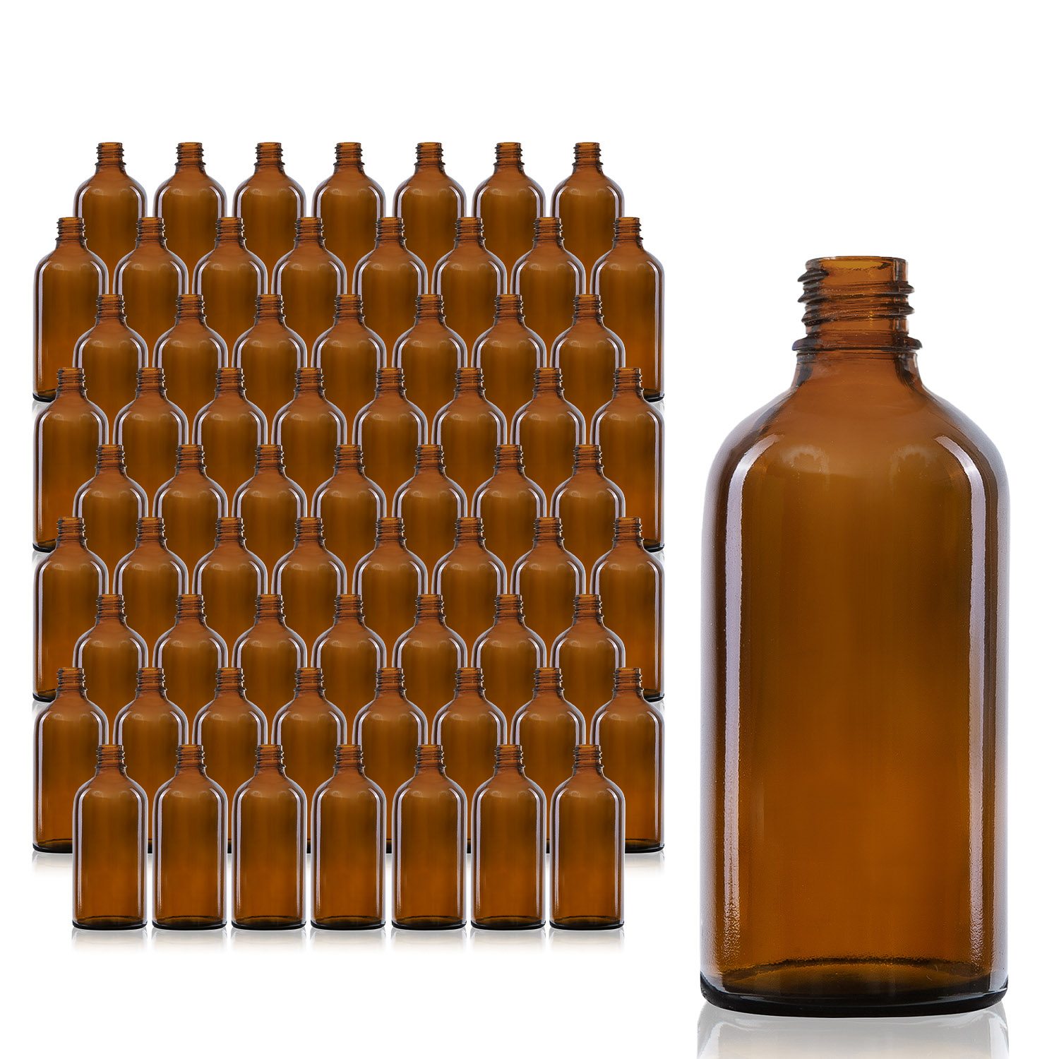 68x 100ml Flasche aus Braunglas mit Schraubgewinde GL18, Großgebinde