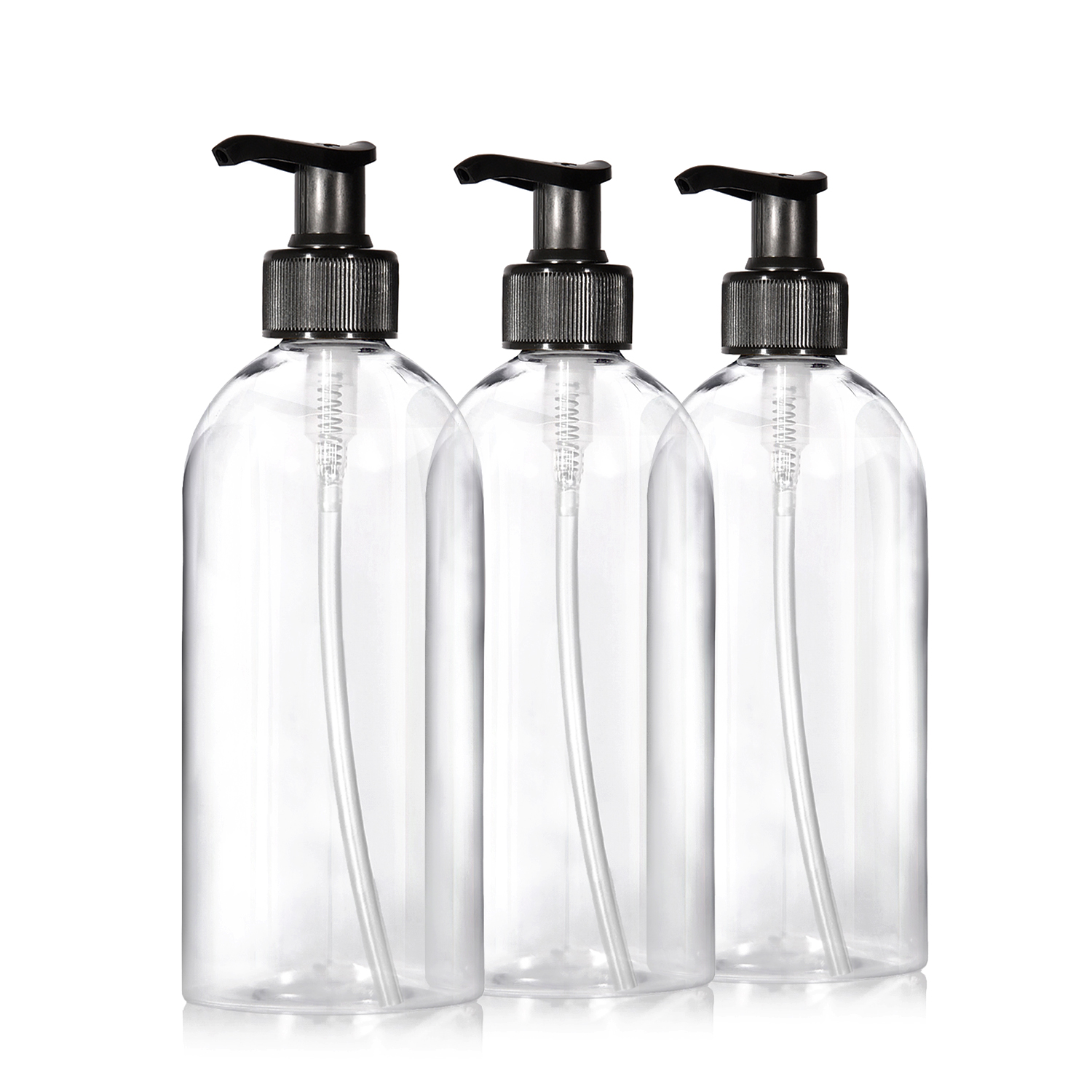 3 x 500ml Seifenspender aus Kunststoff transparent + Etiketten