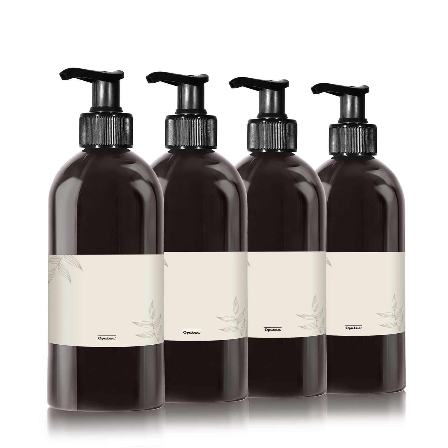 4 x 500ml Seifenspender aus Kunststoff schwarz + Etiketten