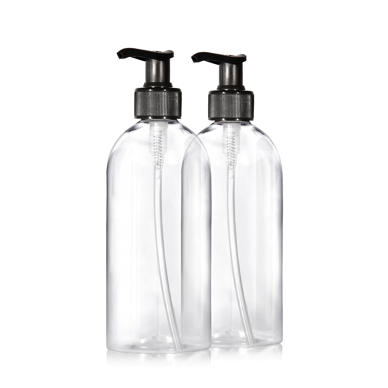 2 x 500ml Seifenspender aus Kunststoff transparent + Etiketten