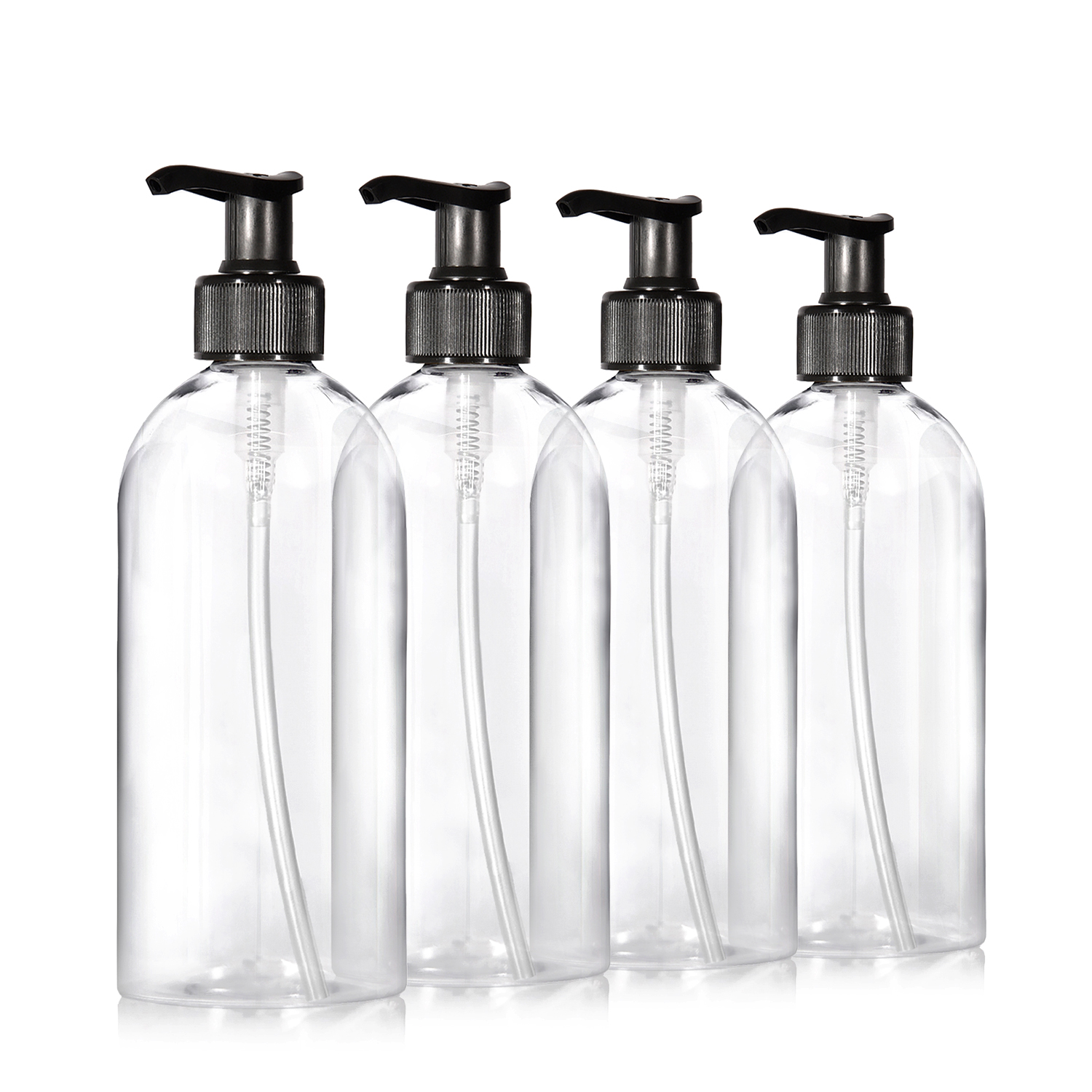 4 x 500ml Seifenspender aus Kunststoff transparent + Etiketten