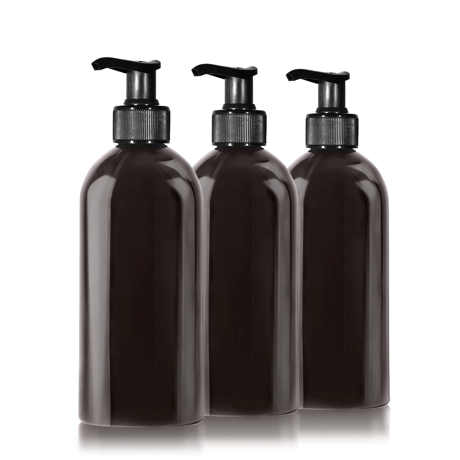 3 x 500ml Seifenspender aus Kunststoff schwarz + Etiketten