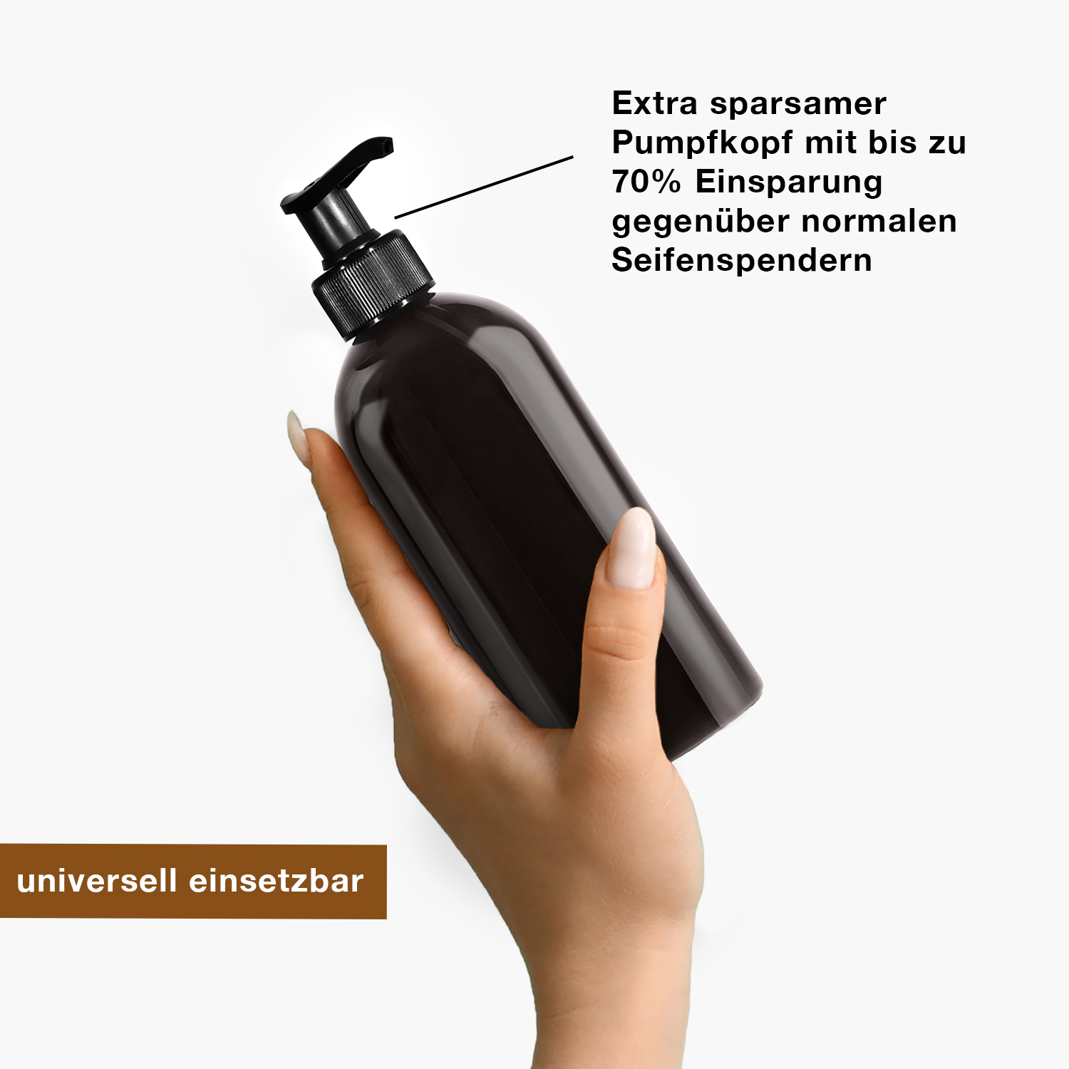 3 x 500ml Seifenspender aus Kunststoff schwarz + Etiketten