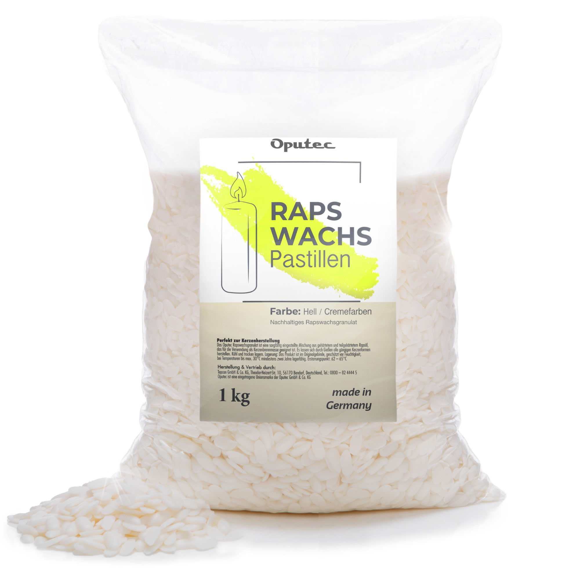 1 kg Rapswachs-Pastillen Kerzenwachs aus Raps (cremefarben)